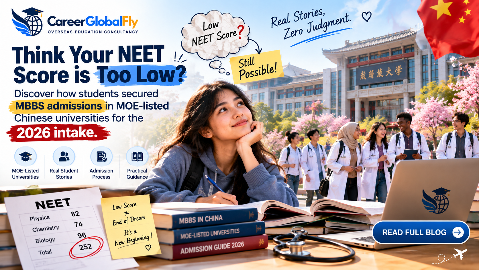 Think your NEET score is too low? Discover how students secured MBBS admissions in MOE-listed Chinese universities for the 2026 intake. Real stories, zero judgment.